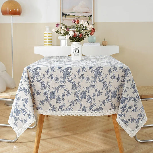 Rectangle Table Cloth Tassel Wrinkle Free Anti-Fading Tablecloths