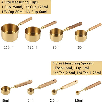 Measuring Cups And Spoons Set (8 Pieces)