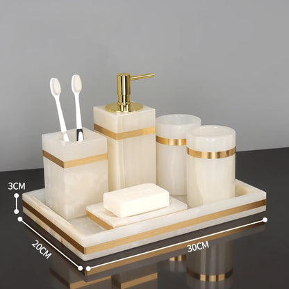 White Onyx Natural Marble Bathroom Accessories