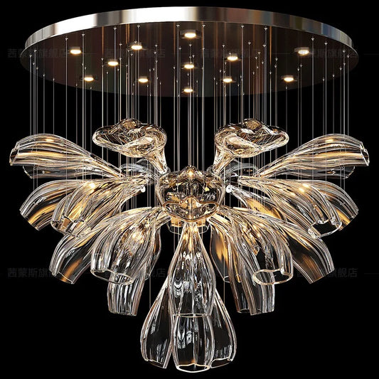 Italian Designer Petal Glass Pendant Light