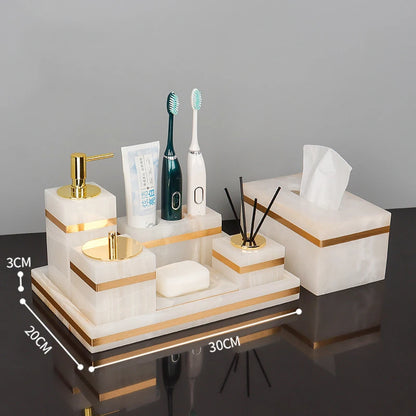 White Onyx Natural Marble Bathroom Accessories