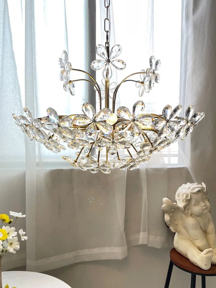 French Romantic Petal Crystal Chandelier –