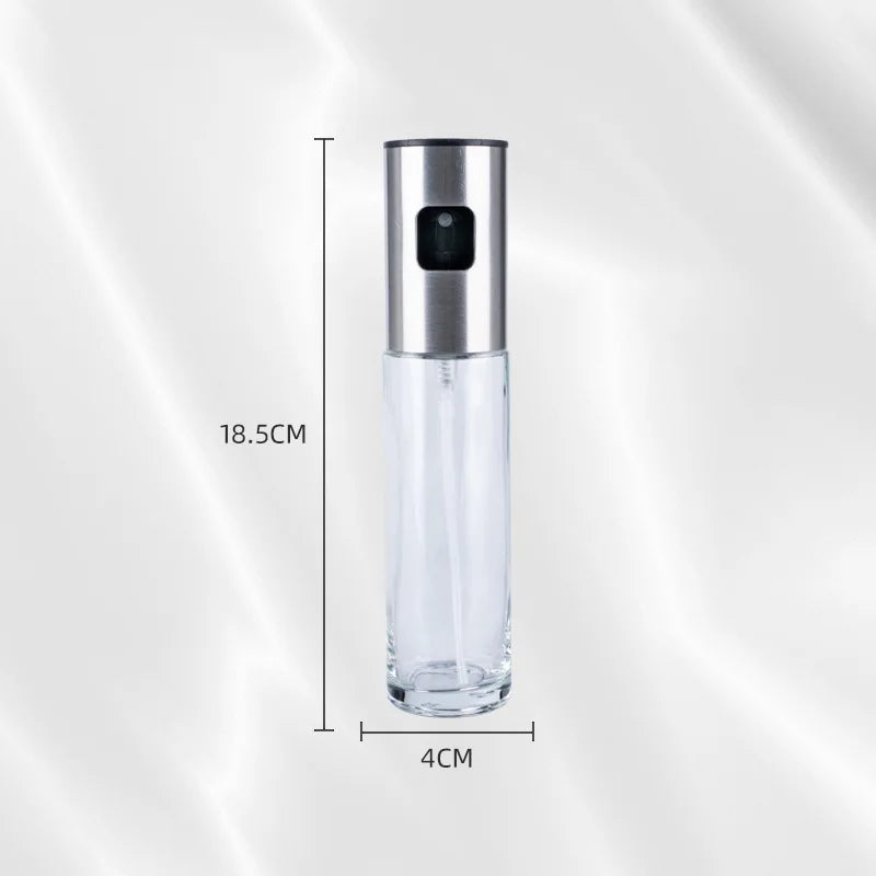 Bouteille de pulvérisation d'huile en verre et acier inoxydable
