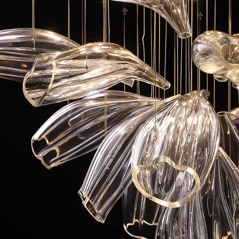 Italian Designer Petal Glass Pendant Light