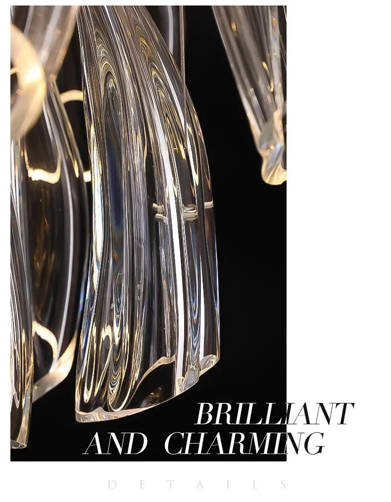 Italian Designer Petal Glass Pendant Light