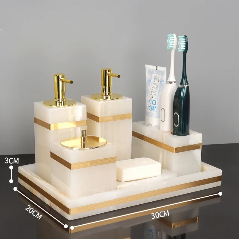White Onyx Natural Marble Bathroom Accessories