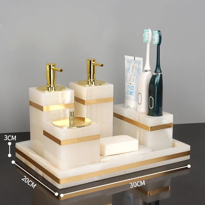 White Onyx Natural Marble Bathroom Accessories