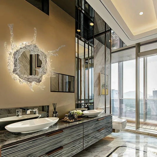 Modern Water Flower With Mirror Wall Lamp
