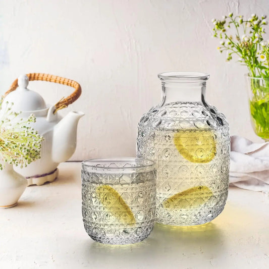Bedside Carafe Pitcher And Water Glass Tumbler Set