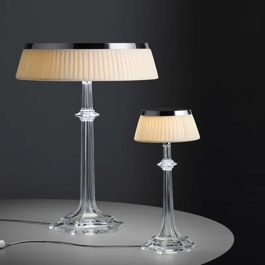 Nordic Crystal Table Lamp – Elegant Fabric Shade Desk Light