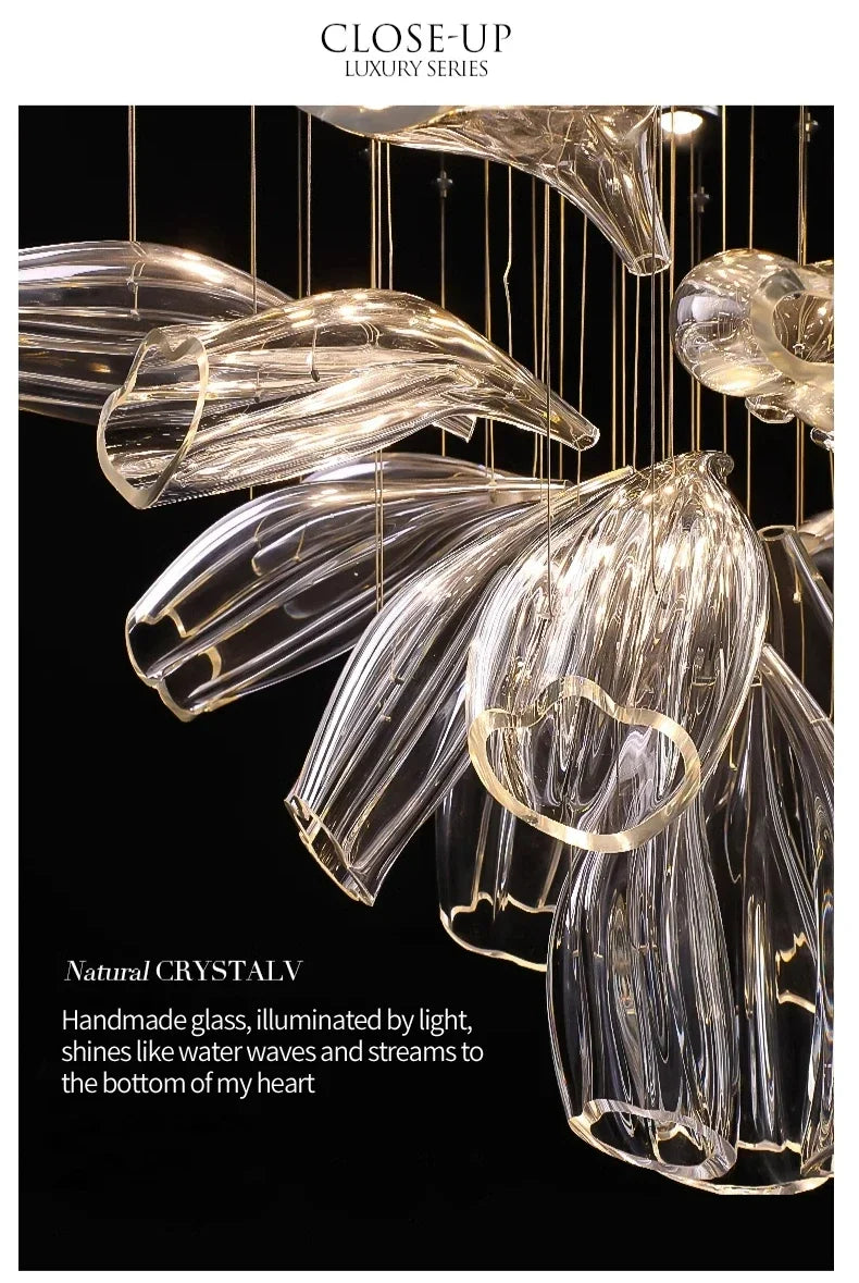 Italian Designer Petal Glass Pendant Light