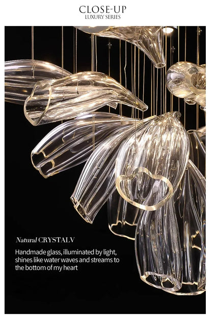 Italian Designer Petal Glass Pendant Light