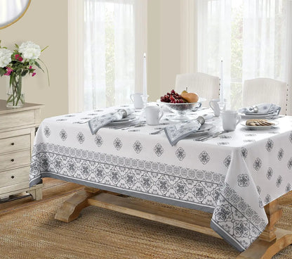 Lemon Orchard Blue Pattern Polyester Tablecloth