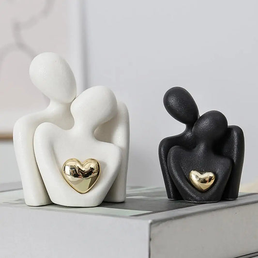 Couple Figurine – White Ceramic Desktop Décor