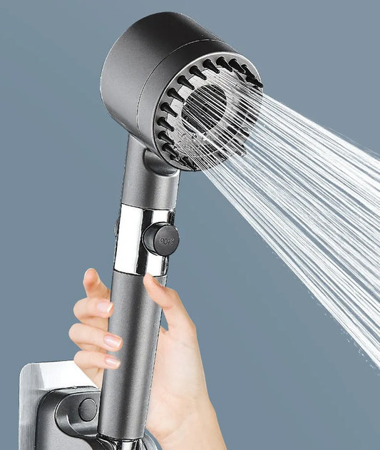 High-pressure Shower Head 3-mode Adjustable Spray with Massage Brush Filter