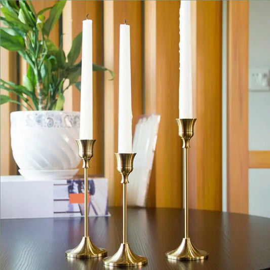 Brass Gold Candlestick Holder Set (1 or 3 Pieces)