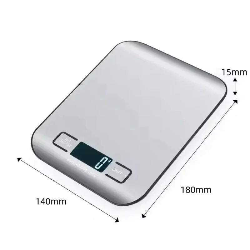 Digital Kitchen Scales LED Display 5kg/1g - Stainless Steel