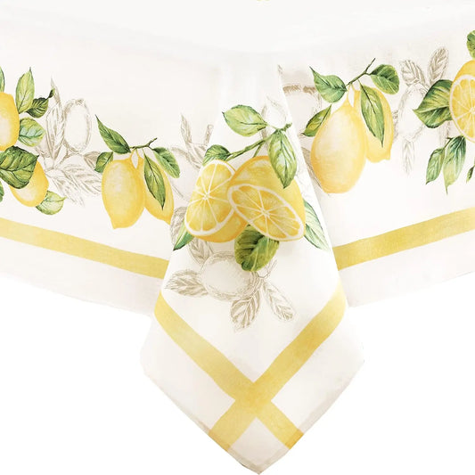 Lemon Orchard Blue Pattern Polyester Tablecloth