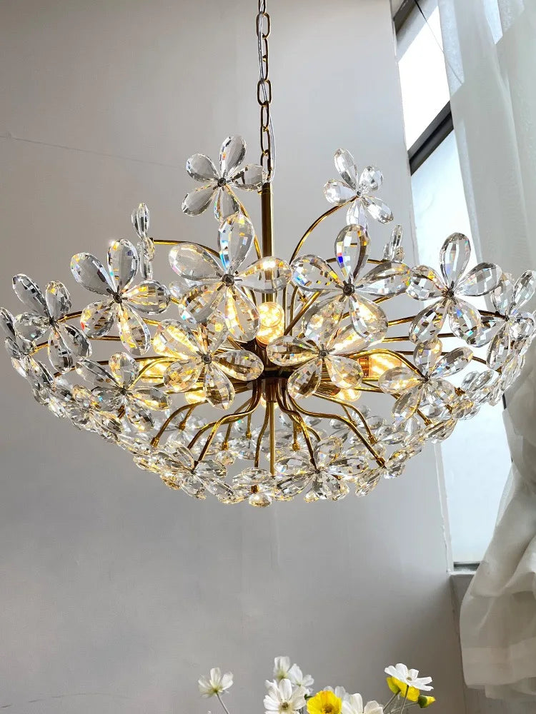 French Romantic Petal Crystal Chandelier –