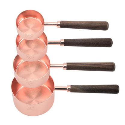 Wooden Gold Measuring Cups & Spoons Set - 4/8 Pieces