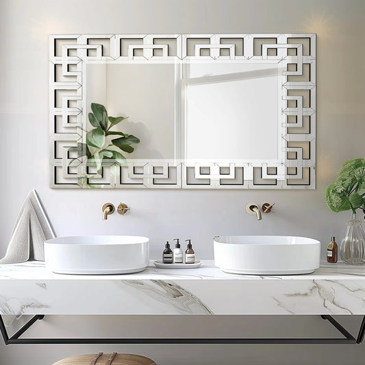 Rectangle Silver Venetian Art Mirror 120cm