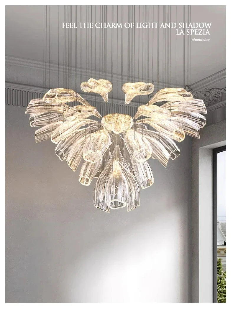 Italian Designer Petal Glass Pendant Light