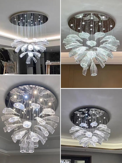Italian Designer Petal Glass Pendant Light