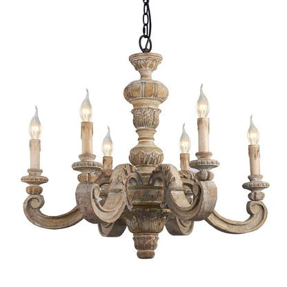 Italian Column Wooden Chandeliers -  Classic Elegance with Rustic Charm