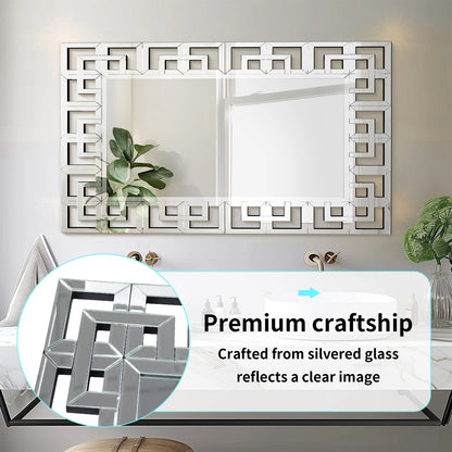 Rectangle Silver Venetian Art Mirror 120cm