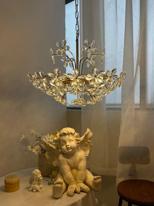 French Romantic Petal Crystal Chandelier –