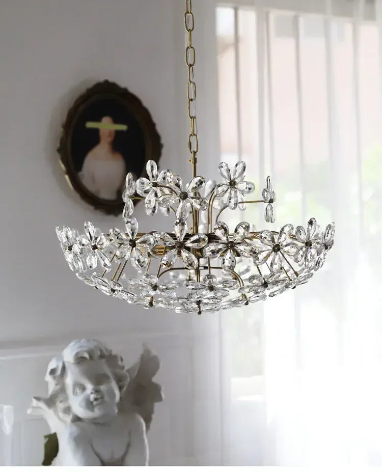French Romantic Petal Crystal Chandelier –