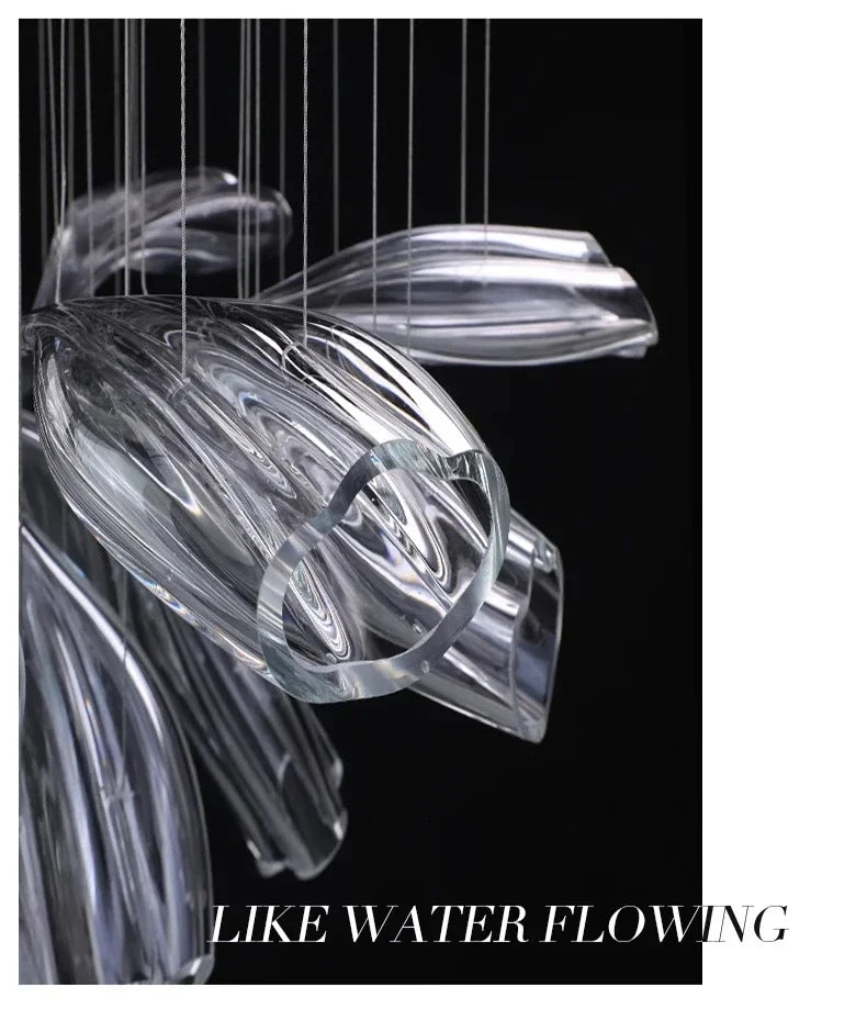 Italian Designer Petal Glass Pendant Light