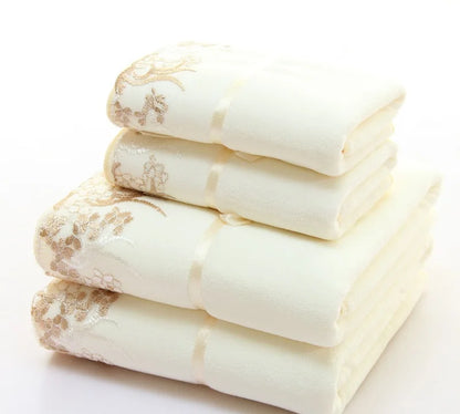 2-Piece Bathroom Microfibre Embroidered Towel Set