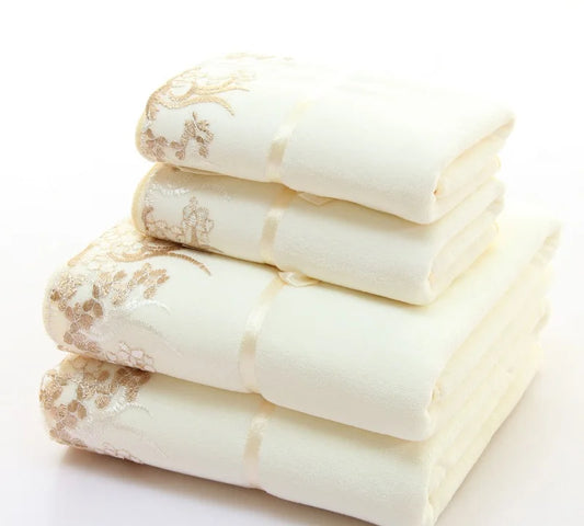 2-Piece Bathroom Microfibre Embroidered Towel Set