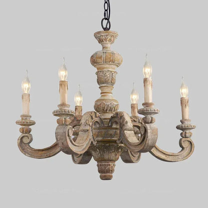 Italian Column Wooden Chandeliers -  Classic Elegance with Rustic Charm