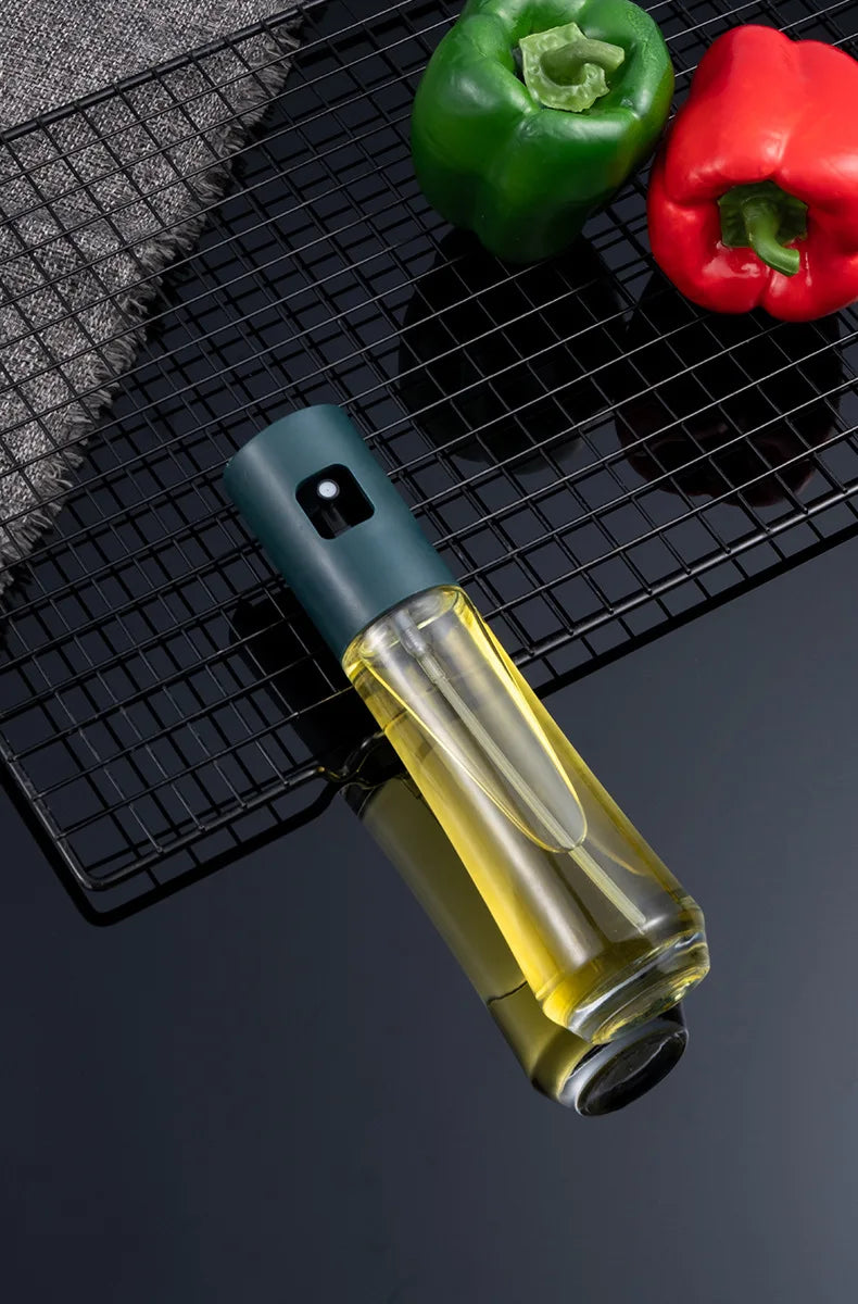 Bouteille de pulvérisation d'huile en verre et acier inoxydable